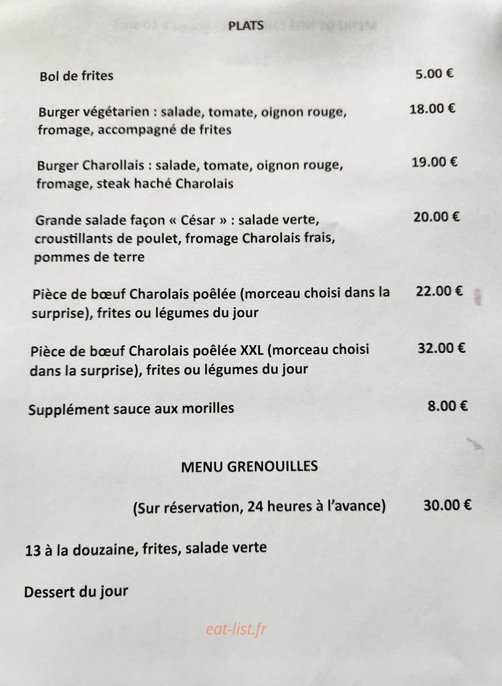 Auberge du Prieuré — carte page 2