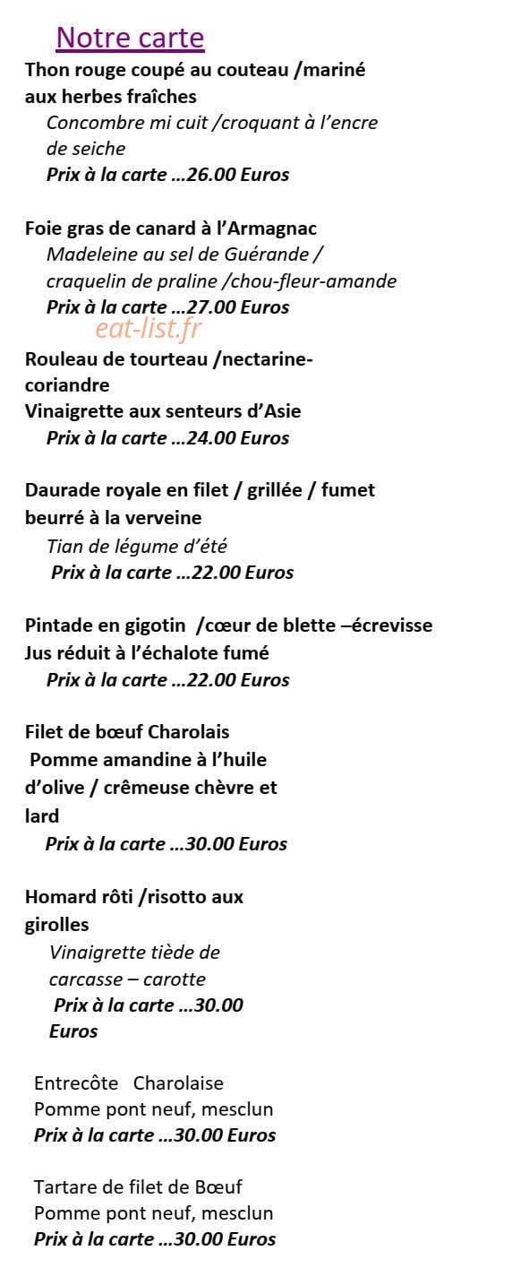 Auberge de Briant — carte page 1