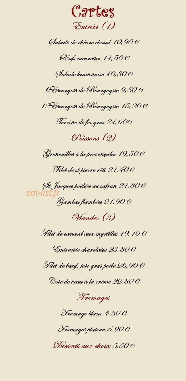 Auberge Du Val d'Arconce — carte page 1