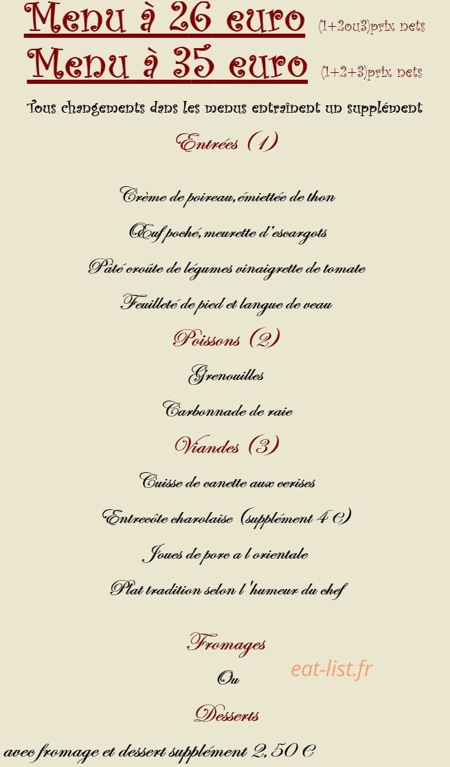 Auberge Du Val d'Arconce — carte page 2