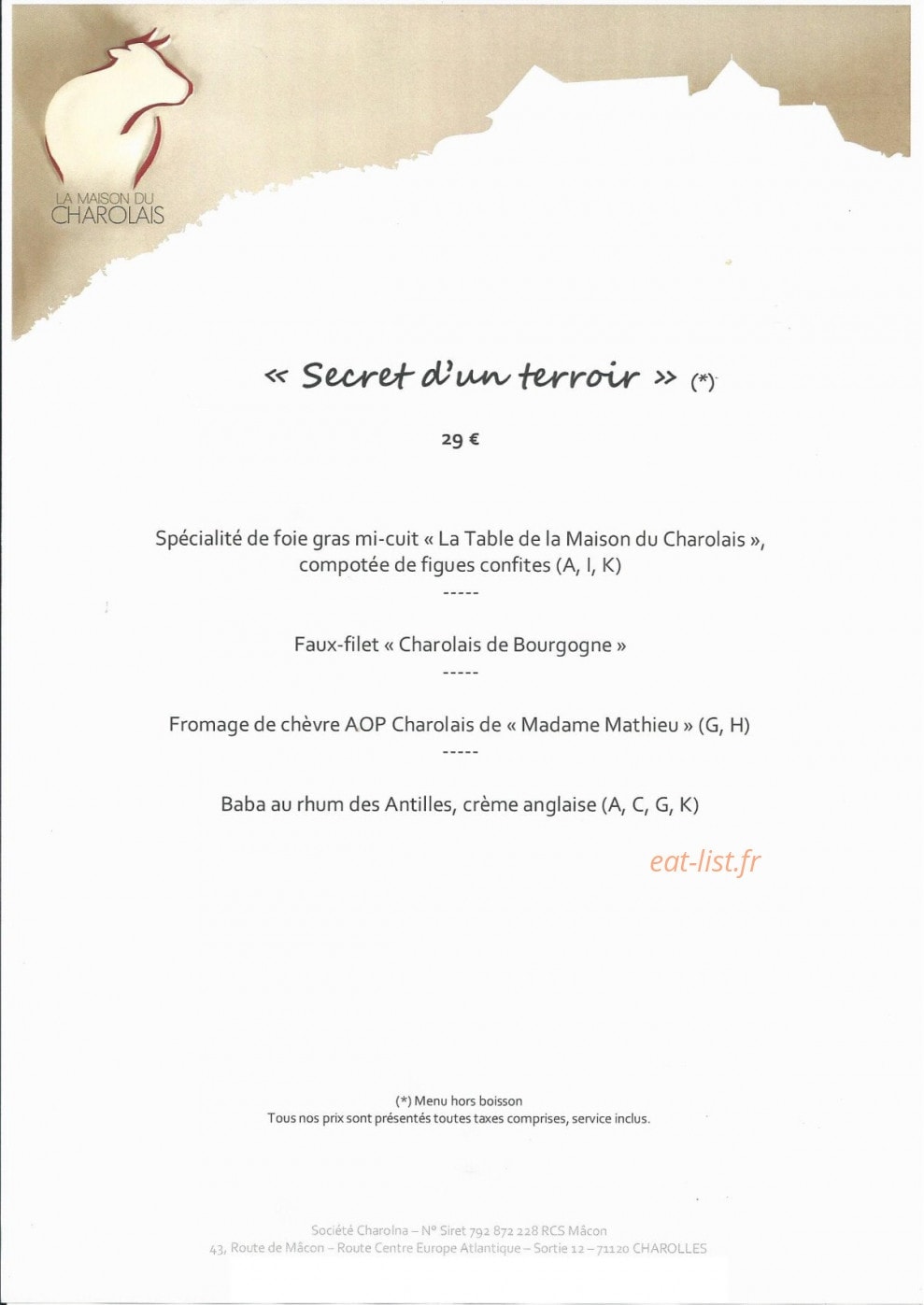 La Table — carte page 7