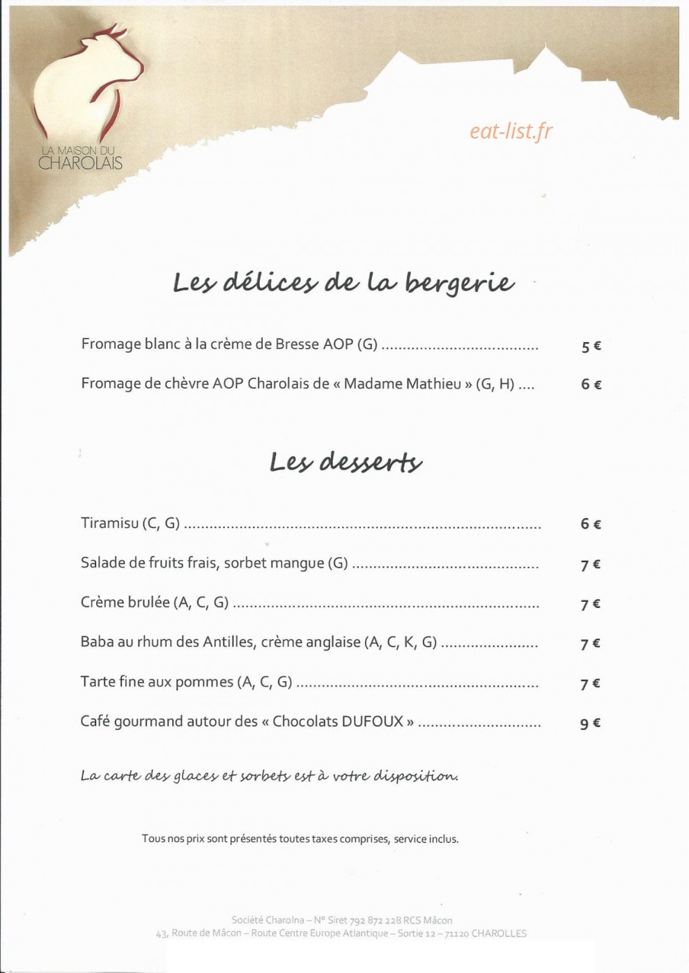 La Table — carte page 4