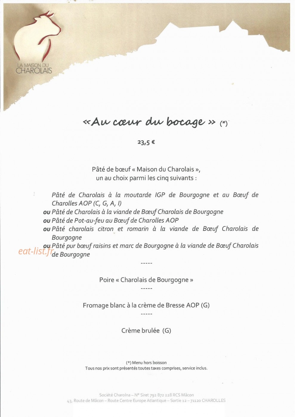 La Table — carte page 6