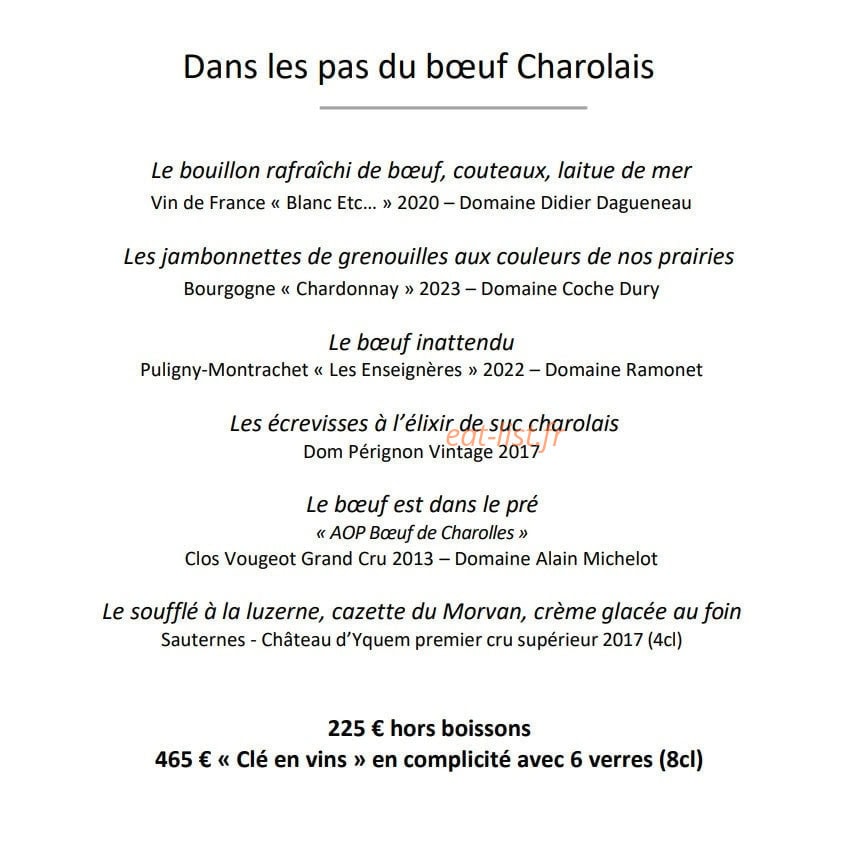 Restaurant Frédéric Doucet Maison Doucet — carte page 2