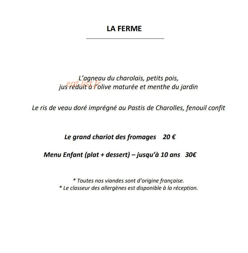 Restaurant Frédéric Doucet Maison Doucet — carte page 4