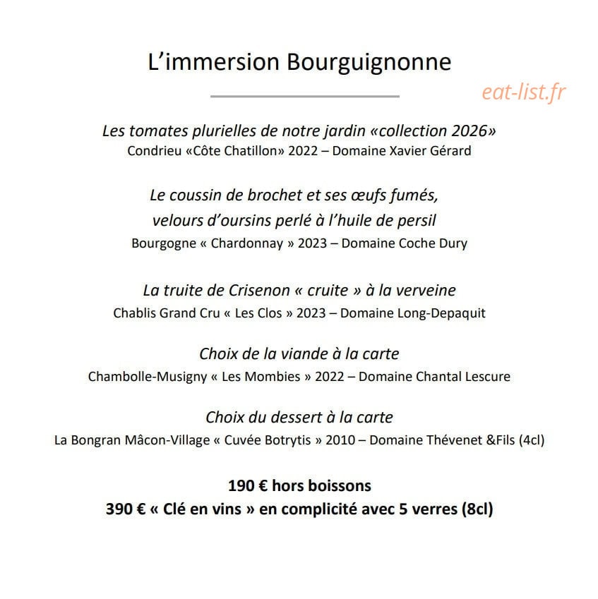 Restaurant Frédéric Doucet Maison Doucet — carte page 3