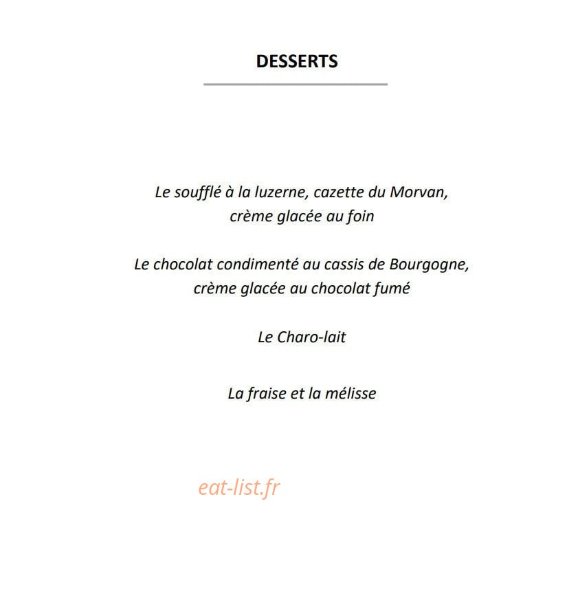 Restaurant Frédéric Doucet Maison Doucet — carte page 5