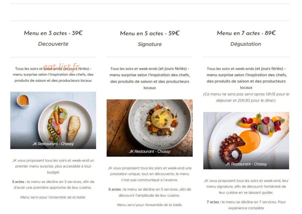 JK Restaurant — carte page 2