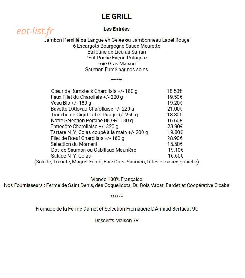 Le Rest'O - Comptoir N'- Y- Colas — carte page 6