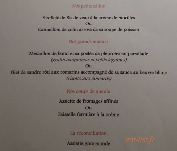 Restaurant des Sources — carte page 1