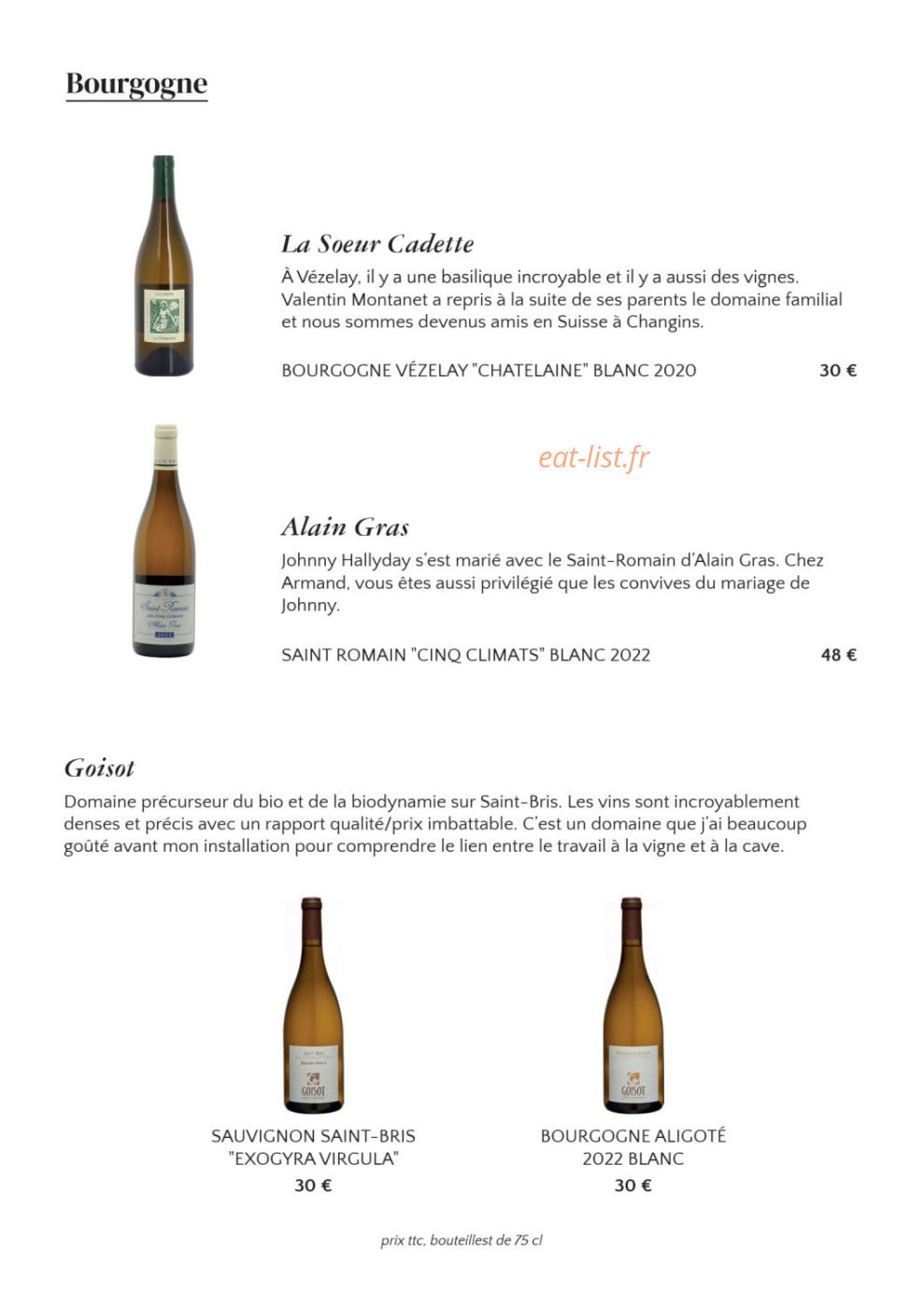 Chez Armand — carte page 14