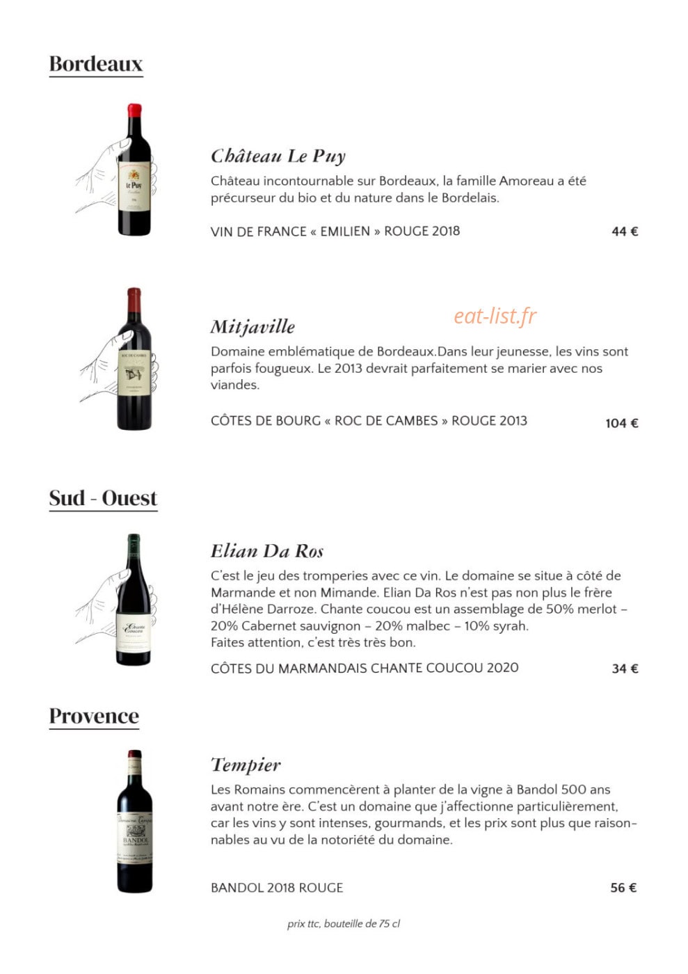 Chez Armand — carte page 13