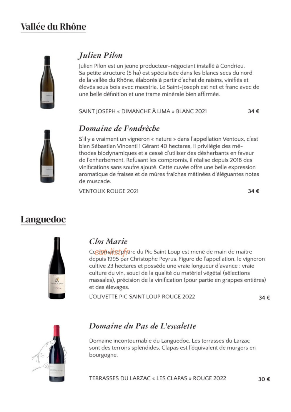 Chez Armand — carte page 10