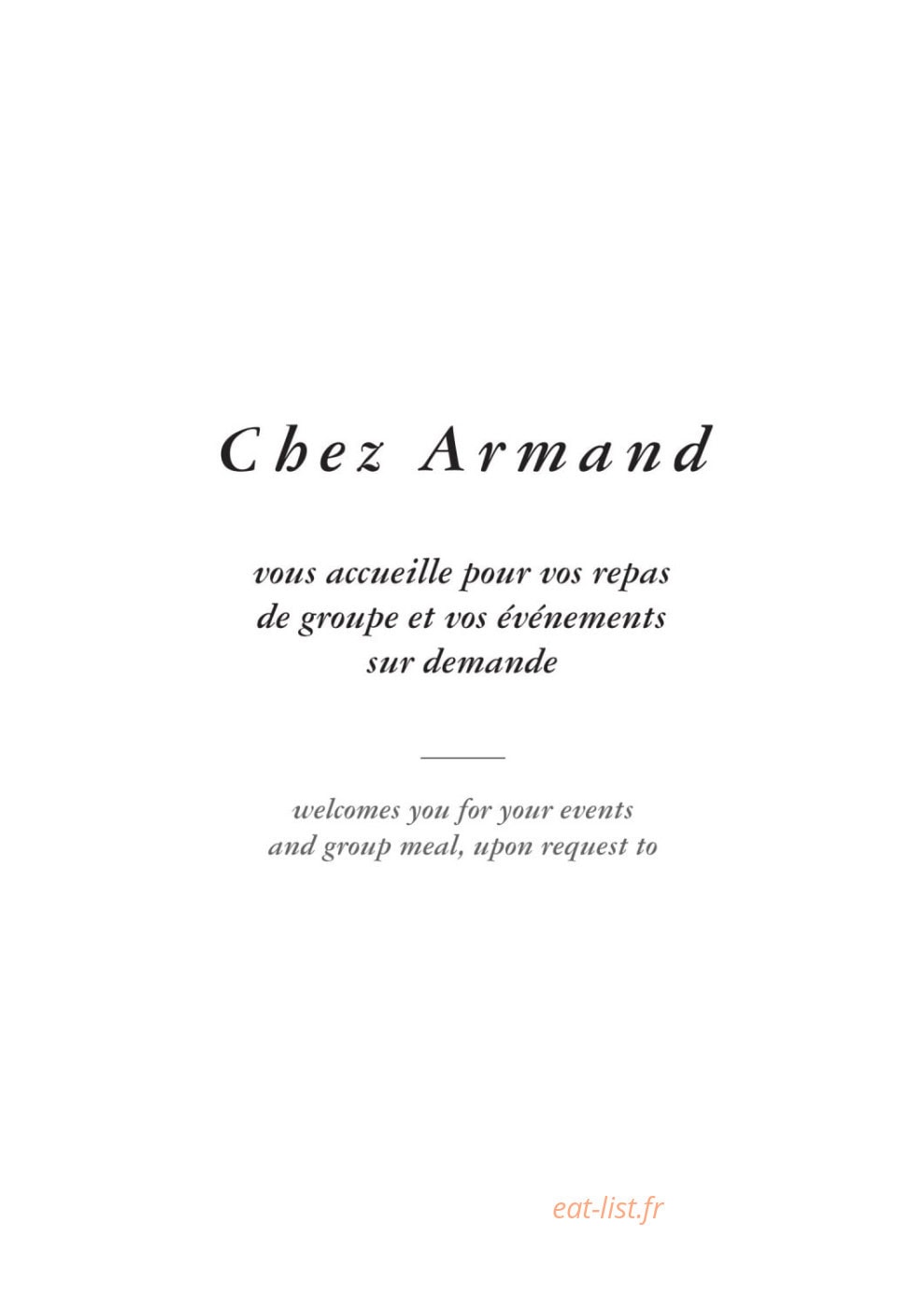 Chez Armand — carte page 1