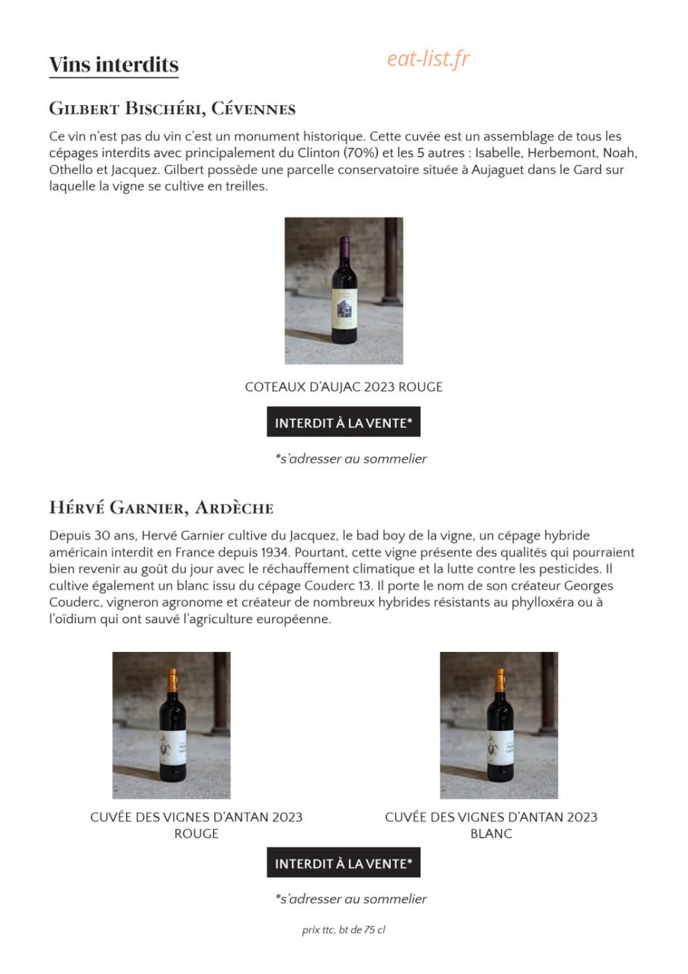 Chez Armand — carte page 18