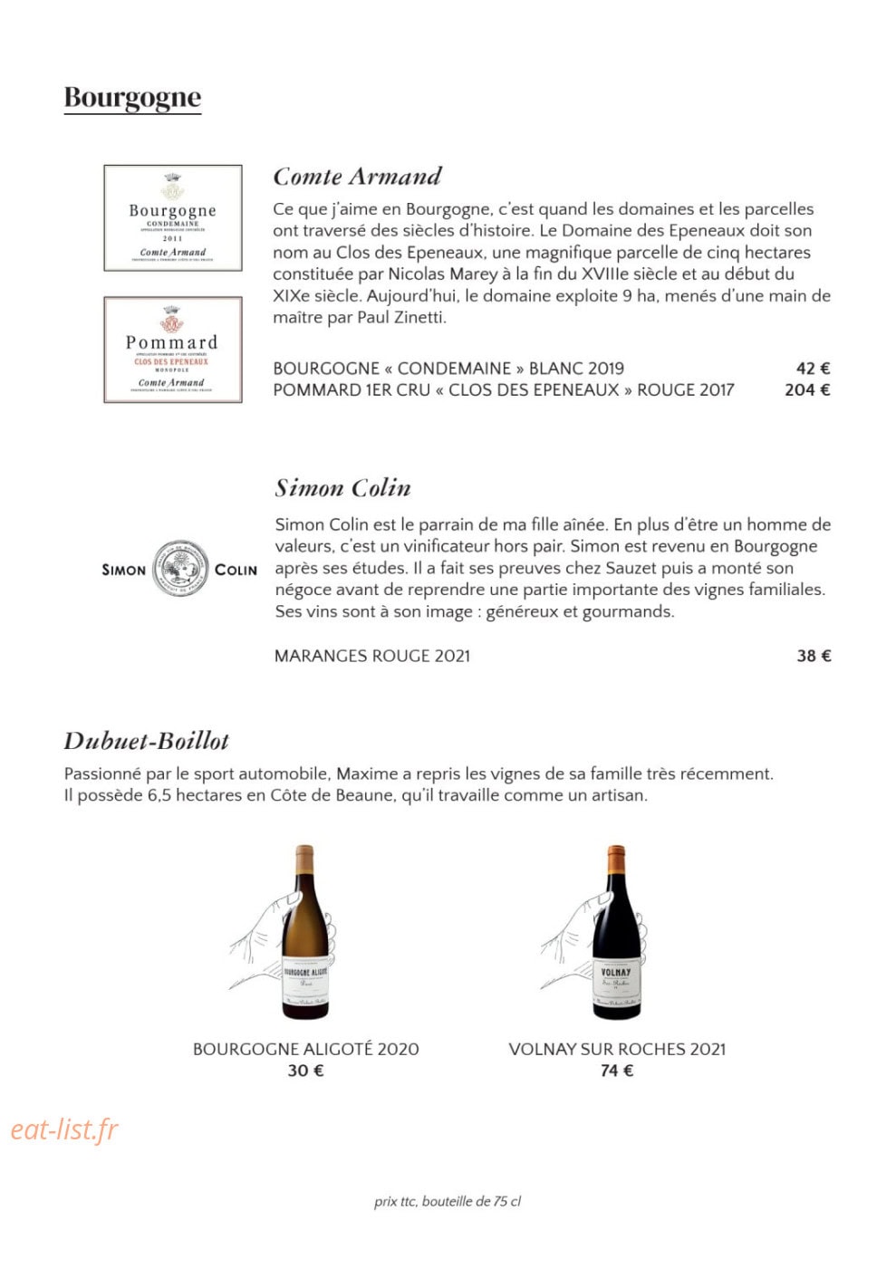 Chez Armand — carte page 15