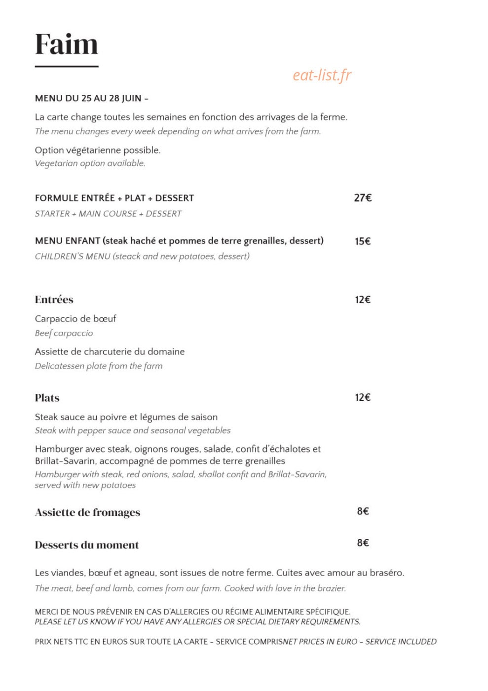 Chez Armand — carte page 2