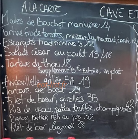 Cave et Cuisine — carte page 1