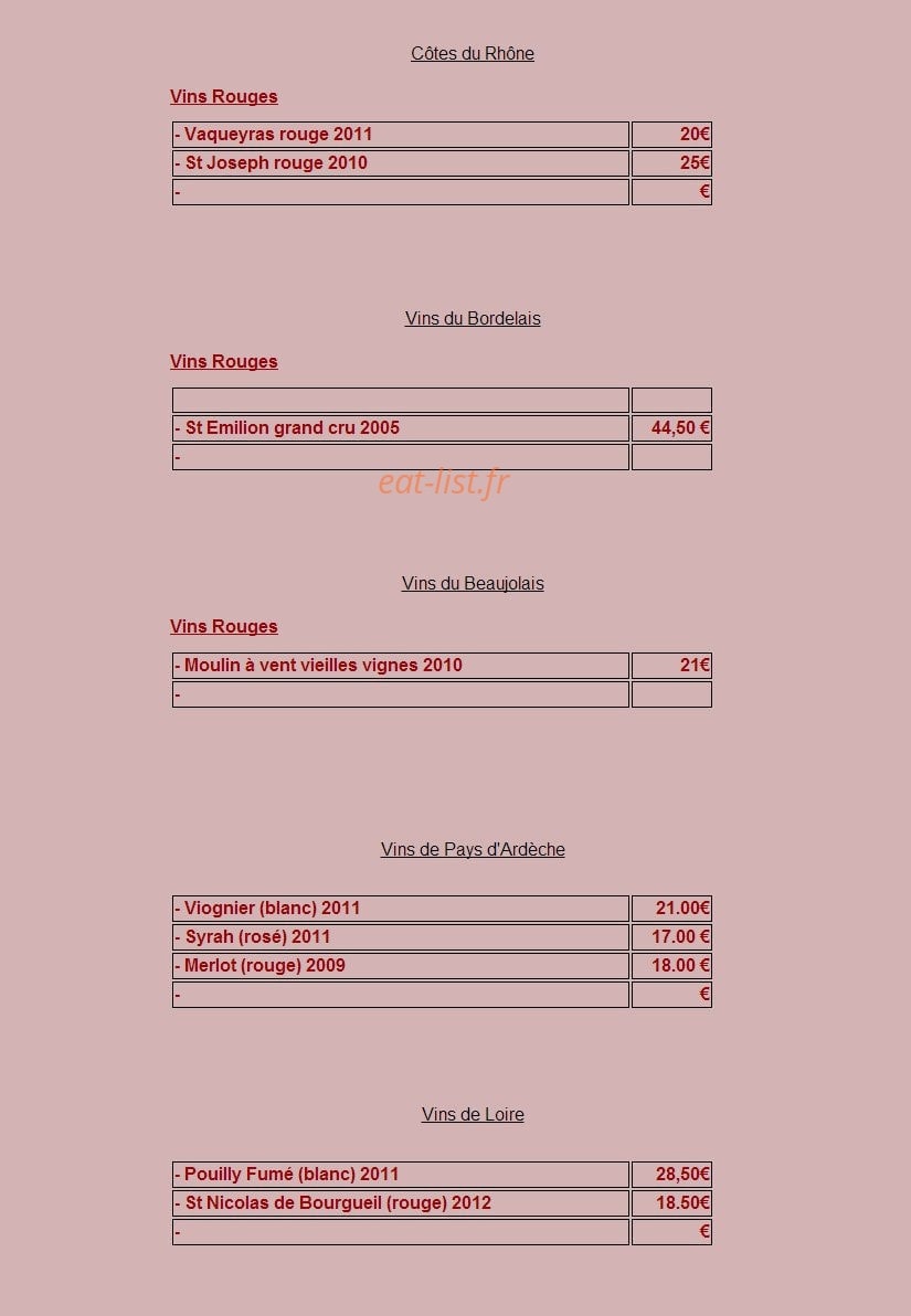 L'Auberge de Vigny — carte page 2