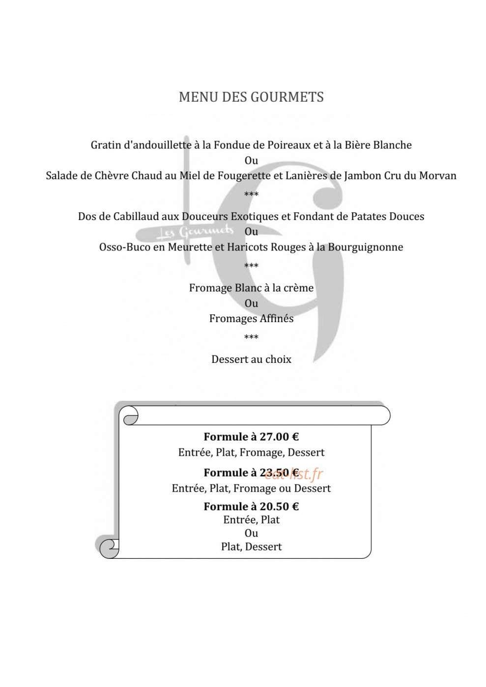 Les Gourmets — carte page 2