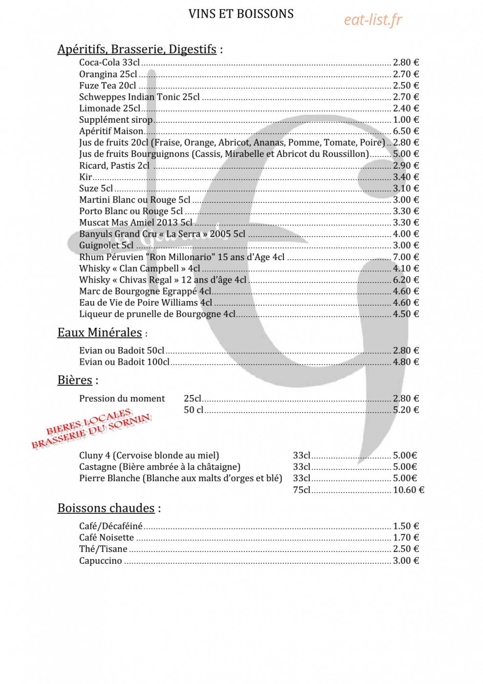 Les Gourmets — carte page 5