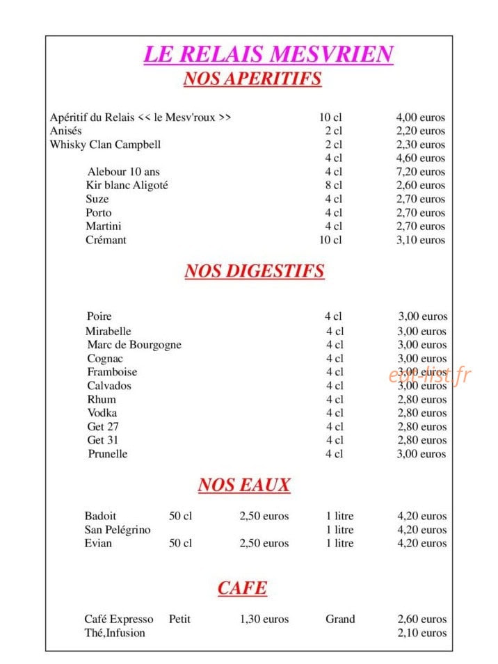 Le Relais Mesvrien — carte page 6
