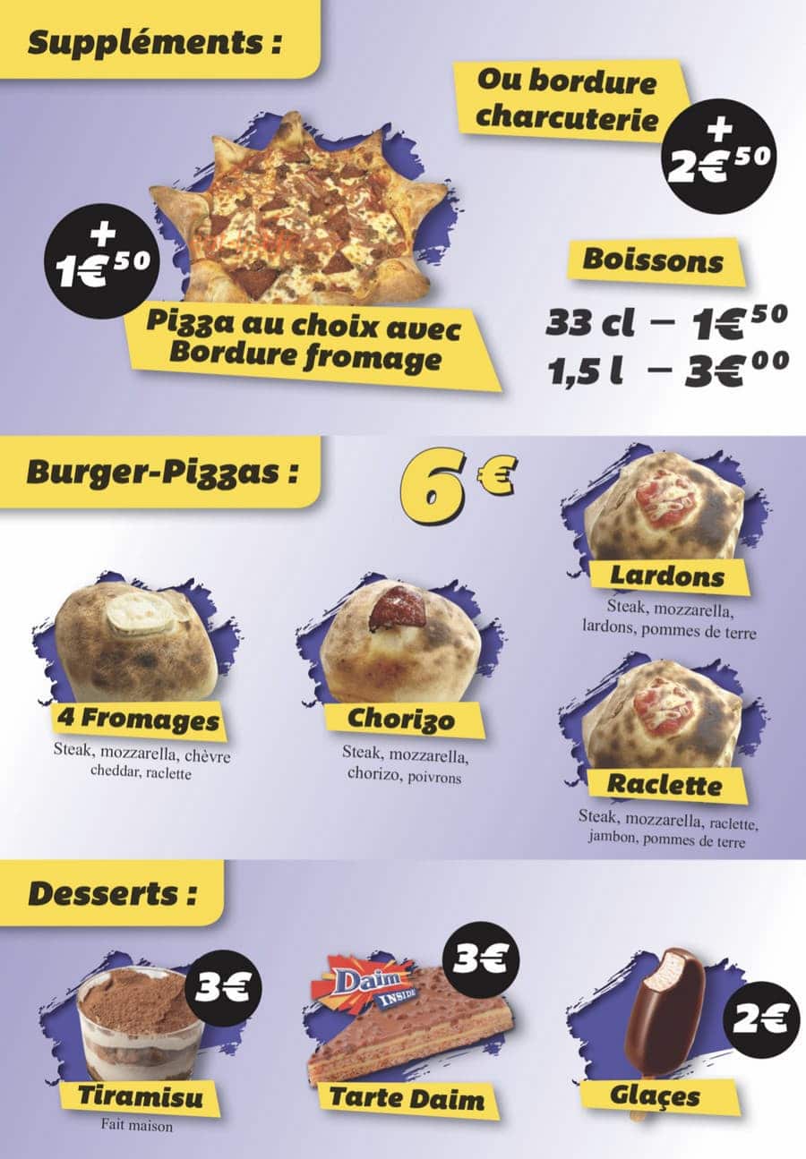 Burger Pizza 71 — carte page 2