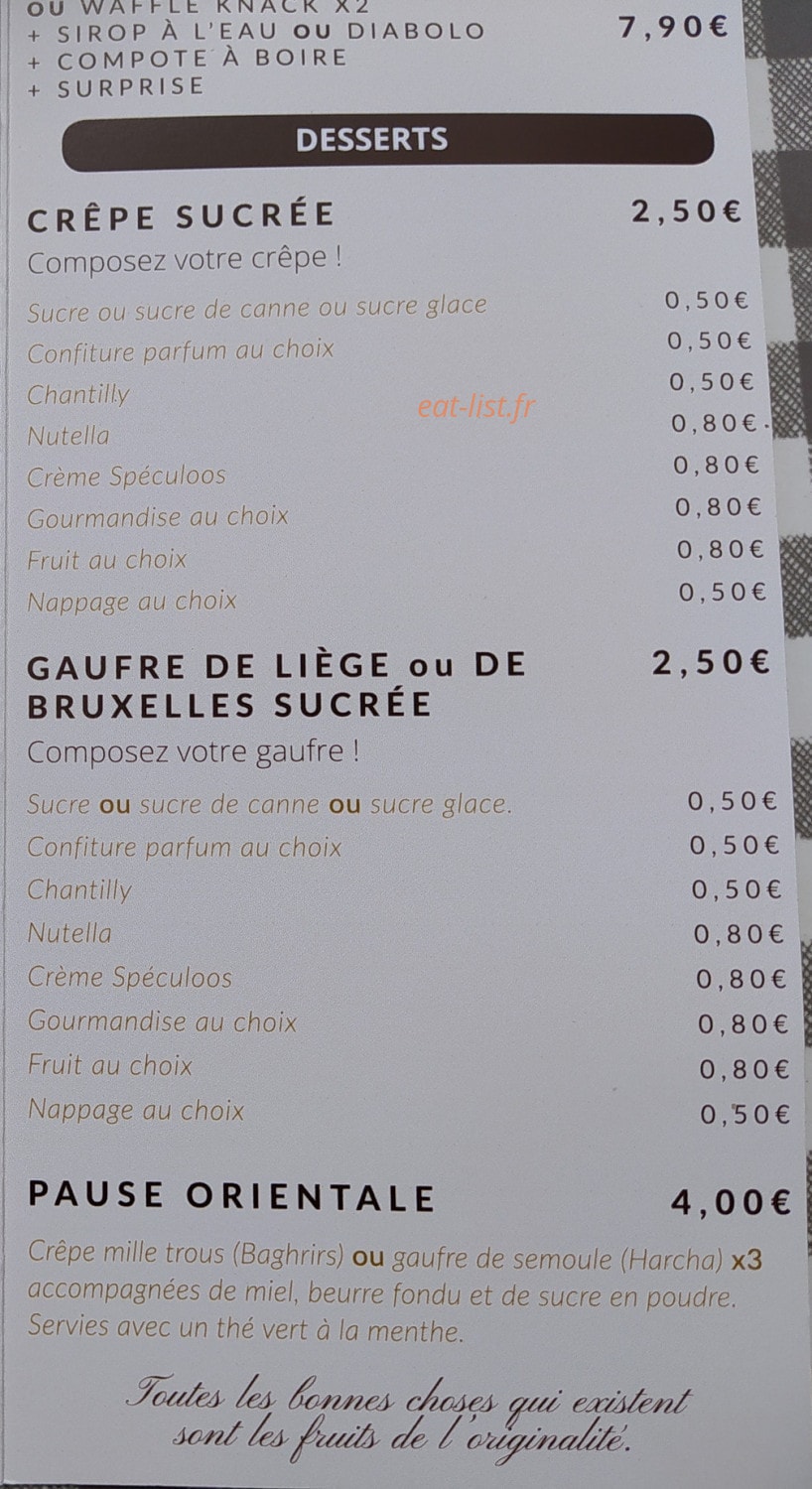La Crêperie de la Verrerie — carte page 2