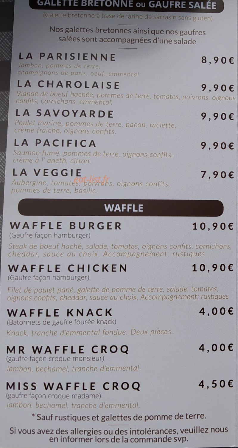 La Crêperie de la Verrerie — carte page 1
