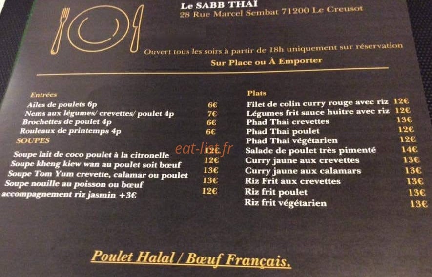 Le sabb Thai — carte page 1