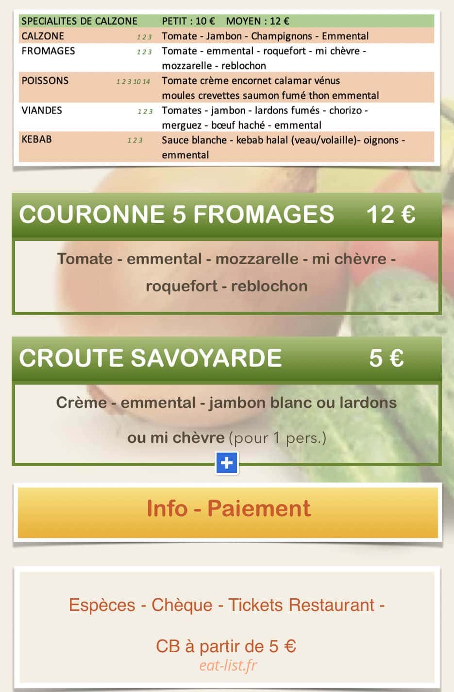 Pizza Job — carte page 2