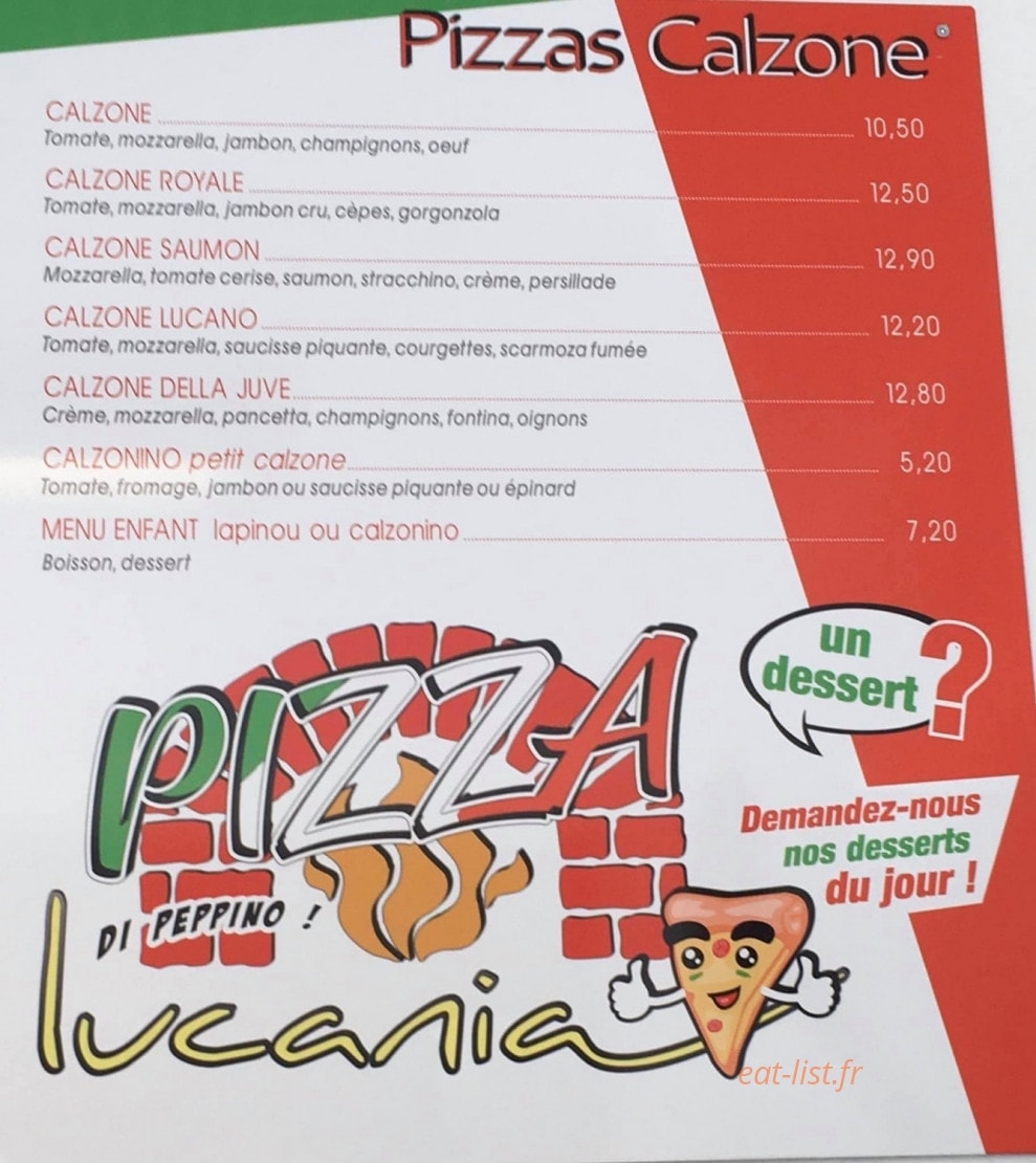 Pizza Lucania — carte page 2