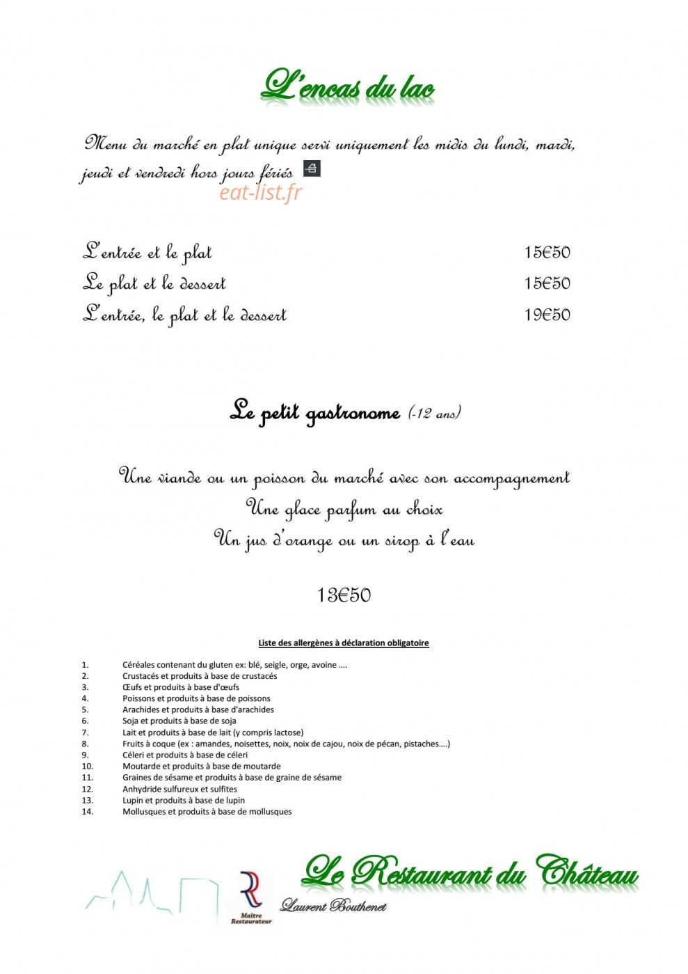 Le restaurant du chateau — carte page 3