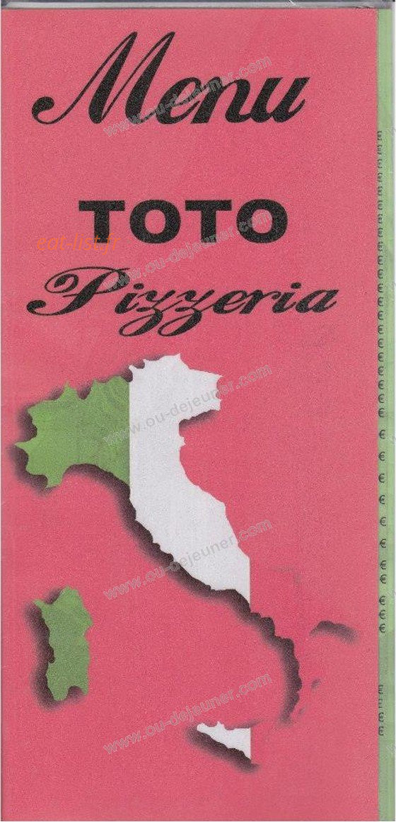 Toto pizzeria — carte page 1
