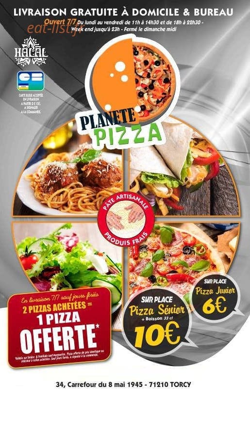 Planète Pizza — carte page 1