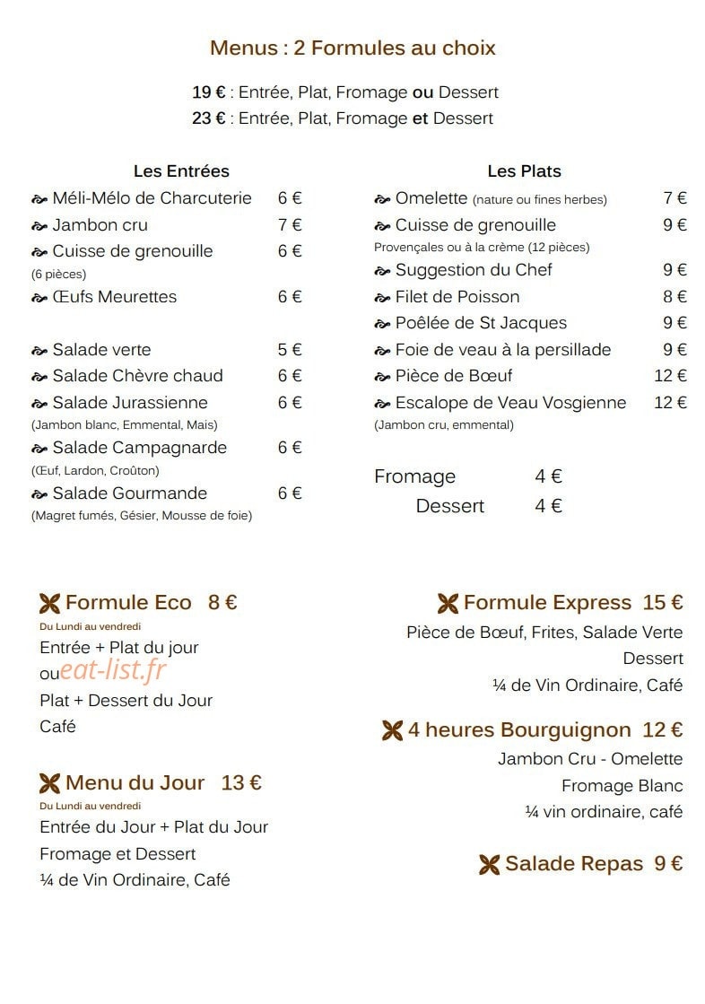 Auberge de la saule — carte page 1