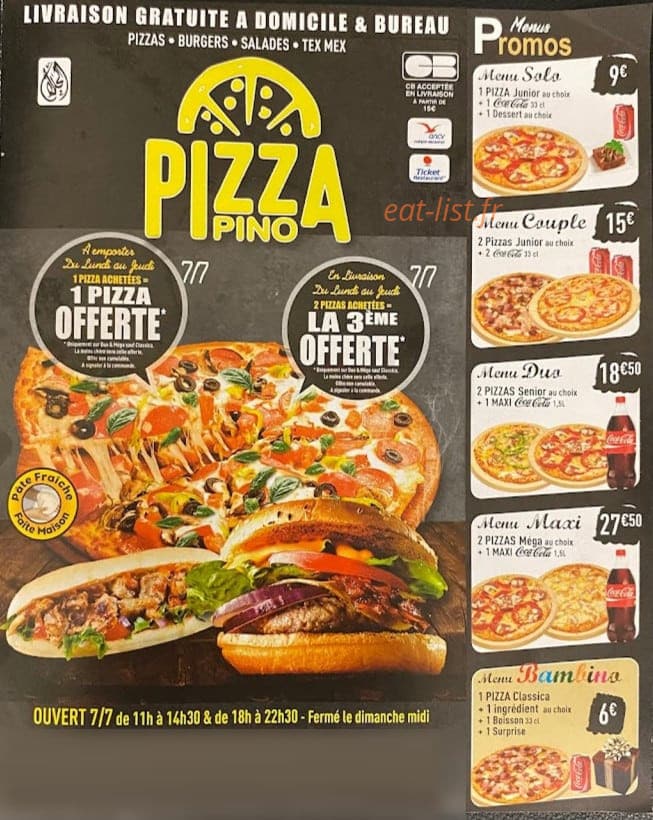 Pizza Pino — carte page 1