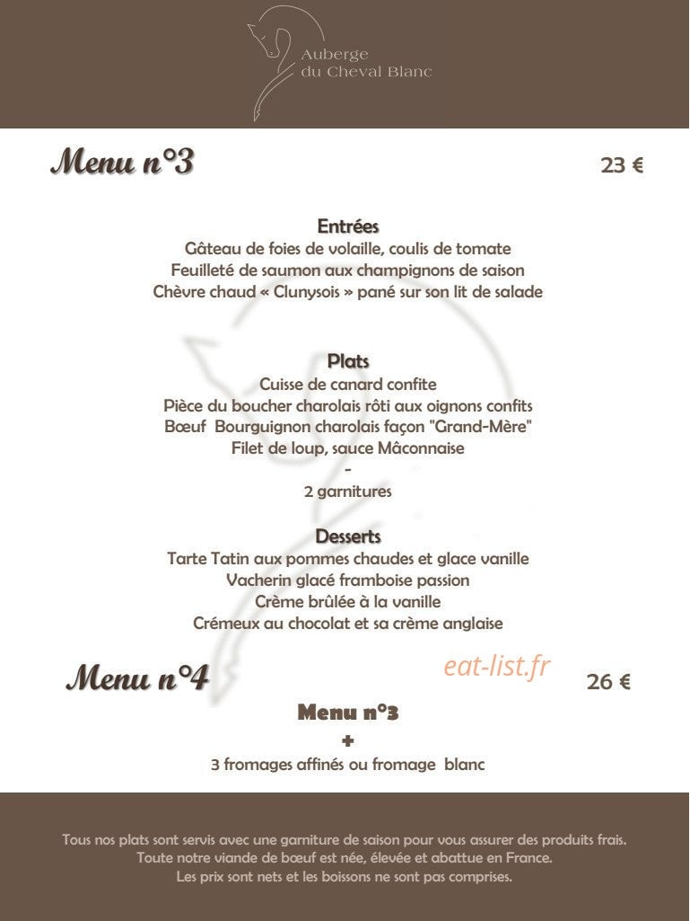 Auberge du Cheval Blanc — carte page 16