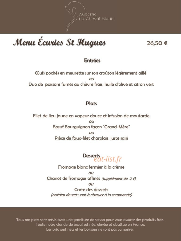 Auberge du Cheval Blanc — carte page 5