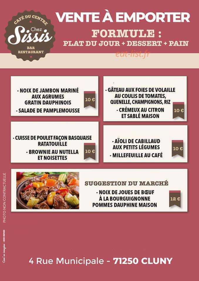 Café du Centre "Chez Sissis" — carte page 1