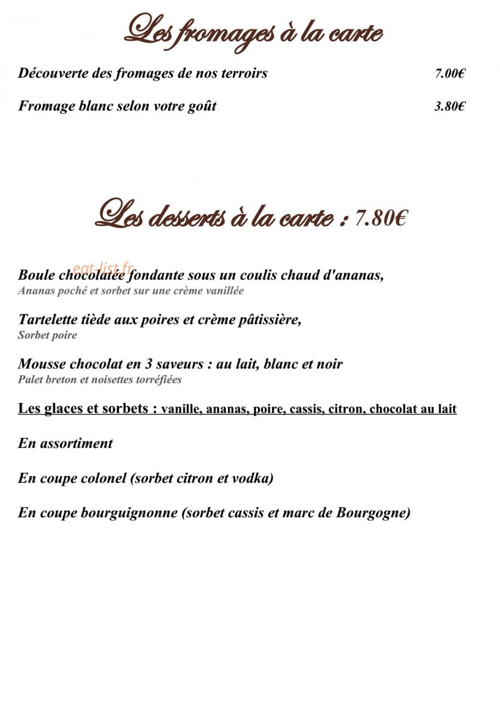 Hostellerie d’Héloïse — carte page 9