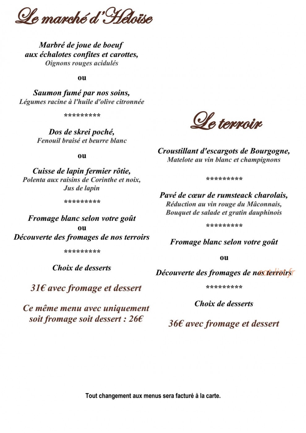 Hostellerie d’Héloïse — carte page 4