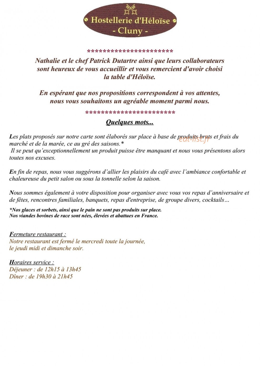 Hostellerie d’Héloïse — carte page 2