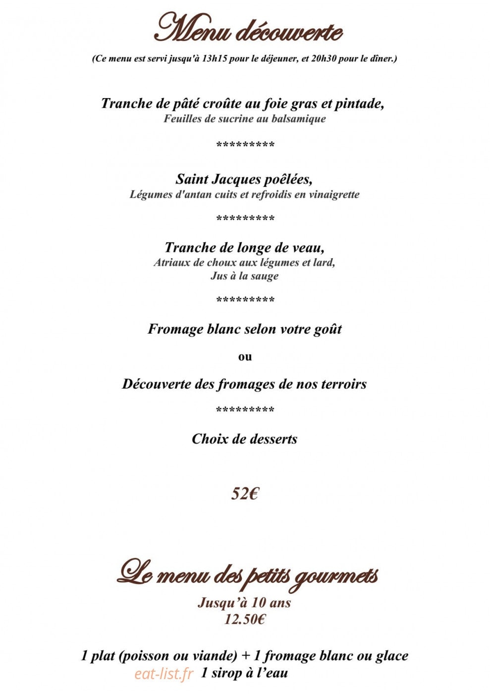 Hostellerie d’Héloïse — carte page 6