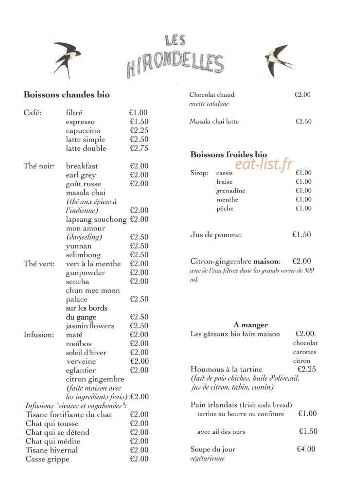 Les Hirondelles — carte page 1