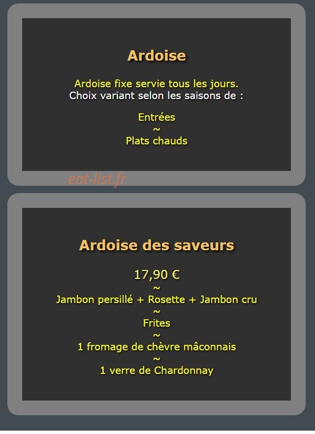 Auberge des Chasseurs — carte page 2