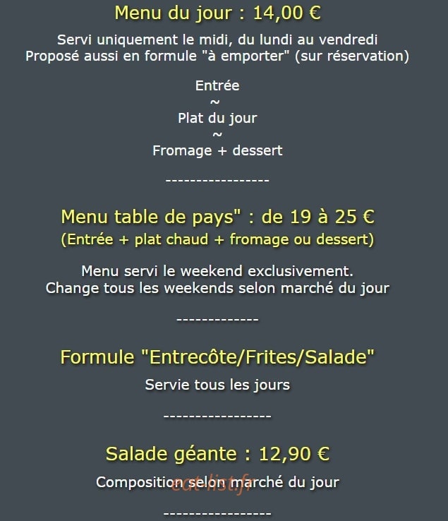 Auberge des Chasseurs — carte page 1
