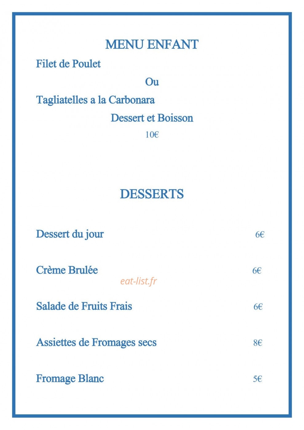 Le Restaurant du Golf — carte page 5