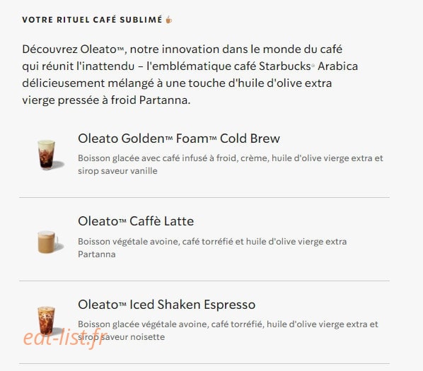 Starbucks Coffee — carte page 29
