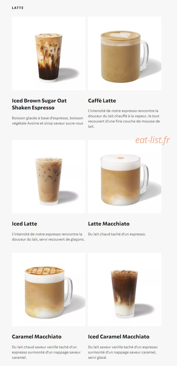 Starbucks Coffee — carte page 3